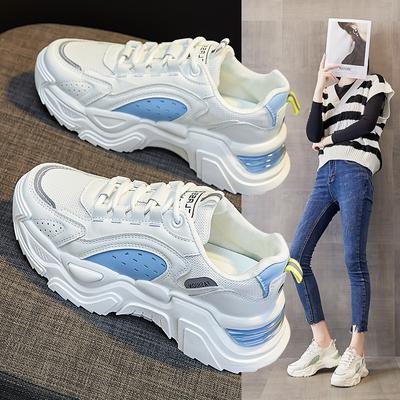 Neue Exquisite Damen-Sneaker Mesh Atmungsaktiv Lässige Board-Schuhe mit Erhöhter Höhe und Dickem Boden Sport Laufschuhe
