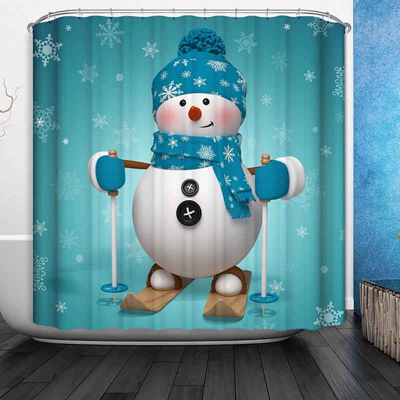 

Рождественский снеговик водонепроницаемая занавеска для ванной душа рождественская занавеска с крючками 12 Snowman