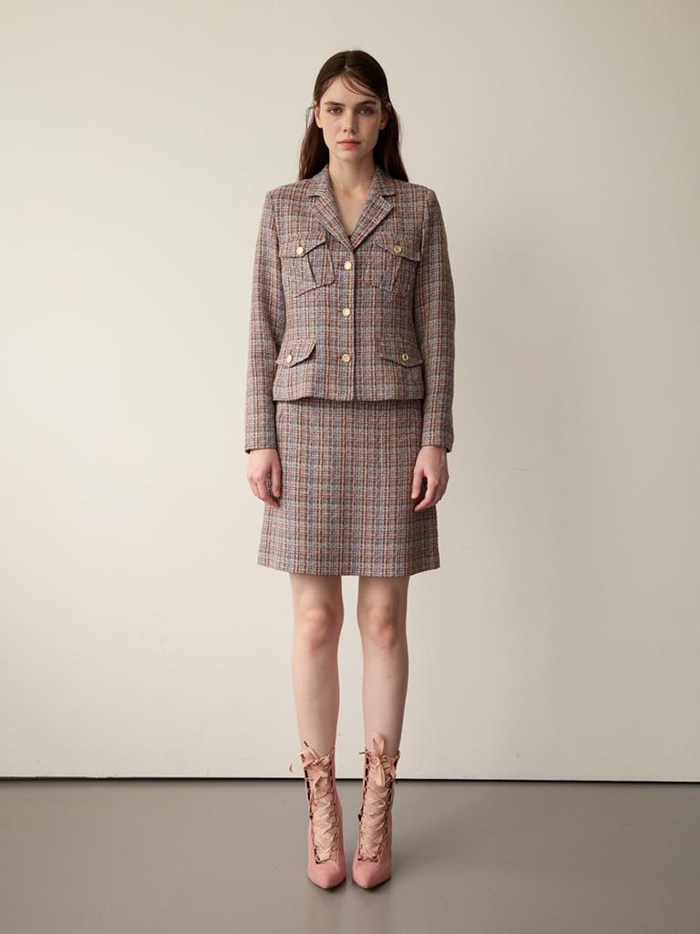 Freaks By Kimtaehoon [Tweed Suit] Wool Tweed Pocket Detail Single Jacket_Takisada Nagoya Slab Tweed