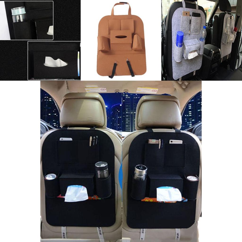 Elegant Black Auto Car Seat Back Organizer With Multi-pocket Storage For Effortless Organization