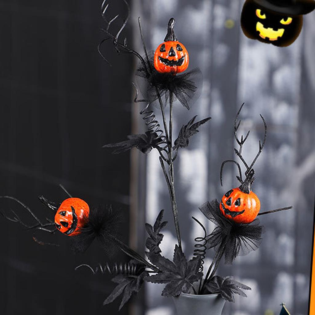 Halloween Pumpkin Bouquets Decoration Artificial Flower Stem with Realistic Leaf for Home Decoration Plant Arrangements