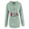 Women  Winter Casual Christmas Fashion Print Hooded Button Sweatshirt
