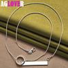 925 Sterling Silver Circle Rectangle Pendant Necklace Jewelry