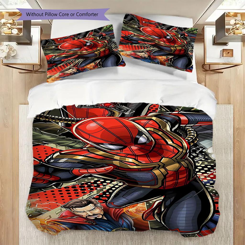 Spider-Man Superhero Series Bedroom Three-Piece Duvet Cover Bedding Set (1*Duvet Cover + 2*Pillowcase, Without Core)