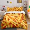 Pile of golden crispy fries Print Bedding Set 1 Duvet Cover 2 Pillowcases for Adult and Children Luxury Gift Full Size