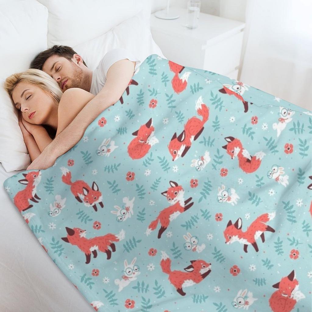 Fuchs und Hase Muster Überwurfdecke Sofa Bett für Winter Mittwoch Camping Decken