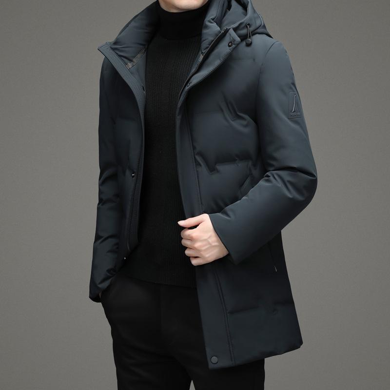 2025 Men's Trendy Hooded White Duck Down Jacket: Warm, High-Quality, and Business Casual Long Winter Coat
