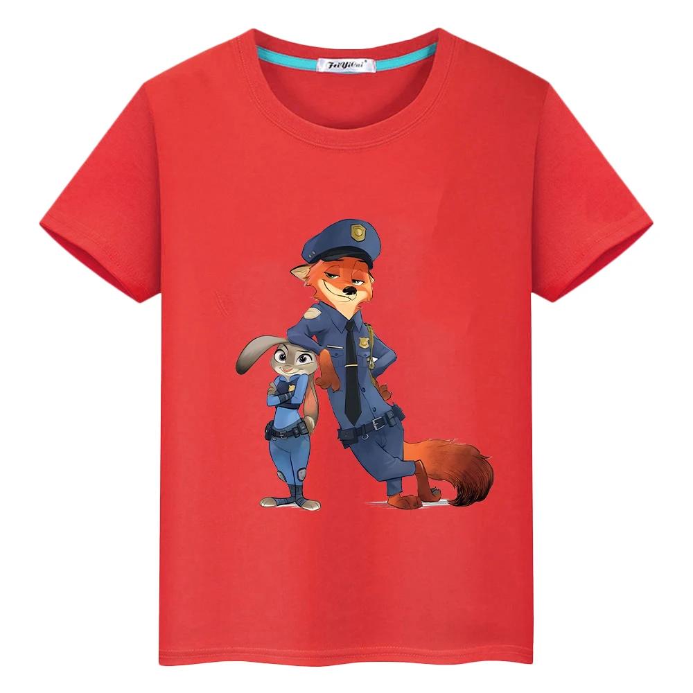 Zootopia 2 Print T-Shirt für Kinder Jungen 10 Jahre 100% Baumwolle Kawaii Oberteile Anime Kurz Pride T-Shirt y2k One Piece Mädchenkleidung