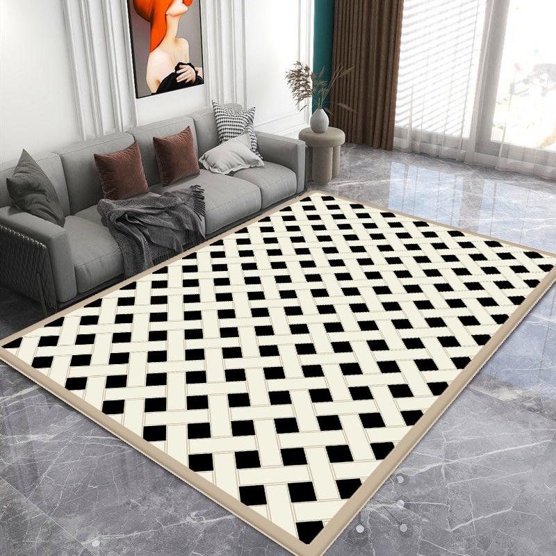 Nordic Black White Simple Style Carpets for Living Room Soft Washable Non-slip Large Area Rugs for Bedroom Decoration Home Mat