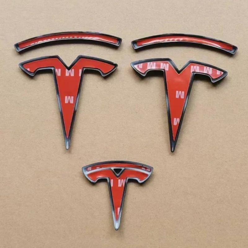 Car Sticker Tesla ABS Car Steering Wheel Rear Trunk Badge Overlay Sticker for Tesla Model 3 Model Y Front Hood Cover Emblem Modi