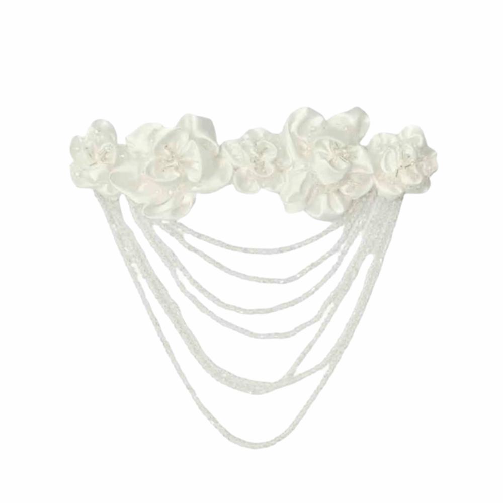 Hand Sewn Beaded Applique Satin Fabric Fabric Flower Fashion Satin Ornament  Gown Trim