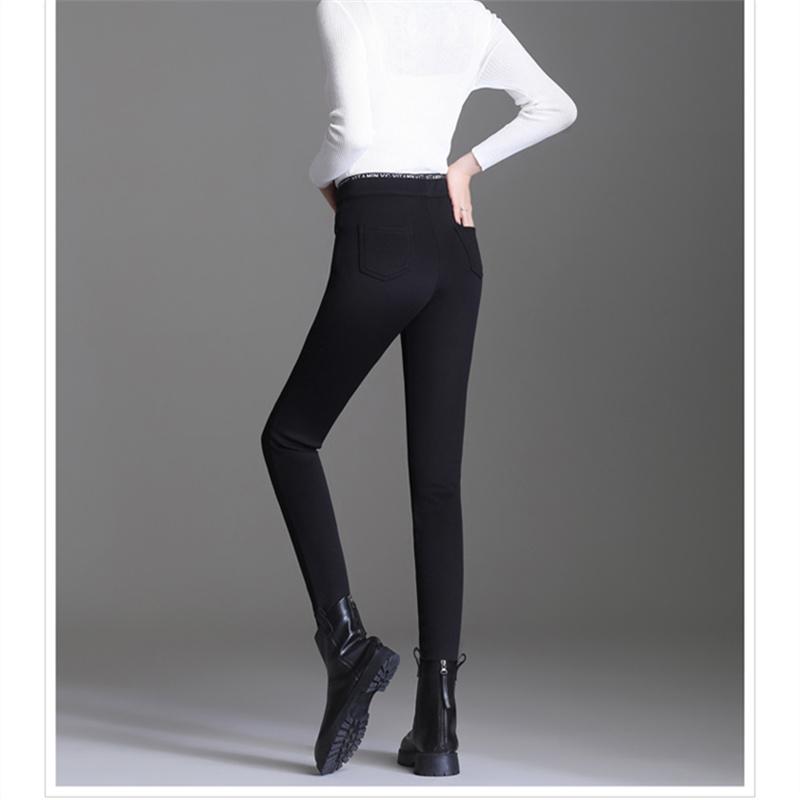Autumn Winter Women's High Waist Slim Cashmere Pencil Pants Female Cotton Leggings Elasticity Velvet Pants Thick Warm Leggings