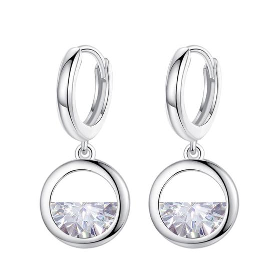 Women Cubic Zirconia Hollow Round Pendant Necklace Huggie Earrings Jewelry Gift