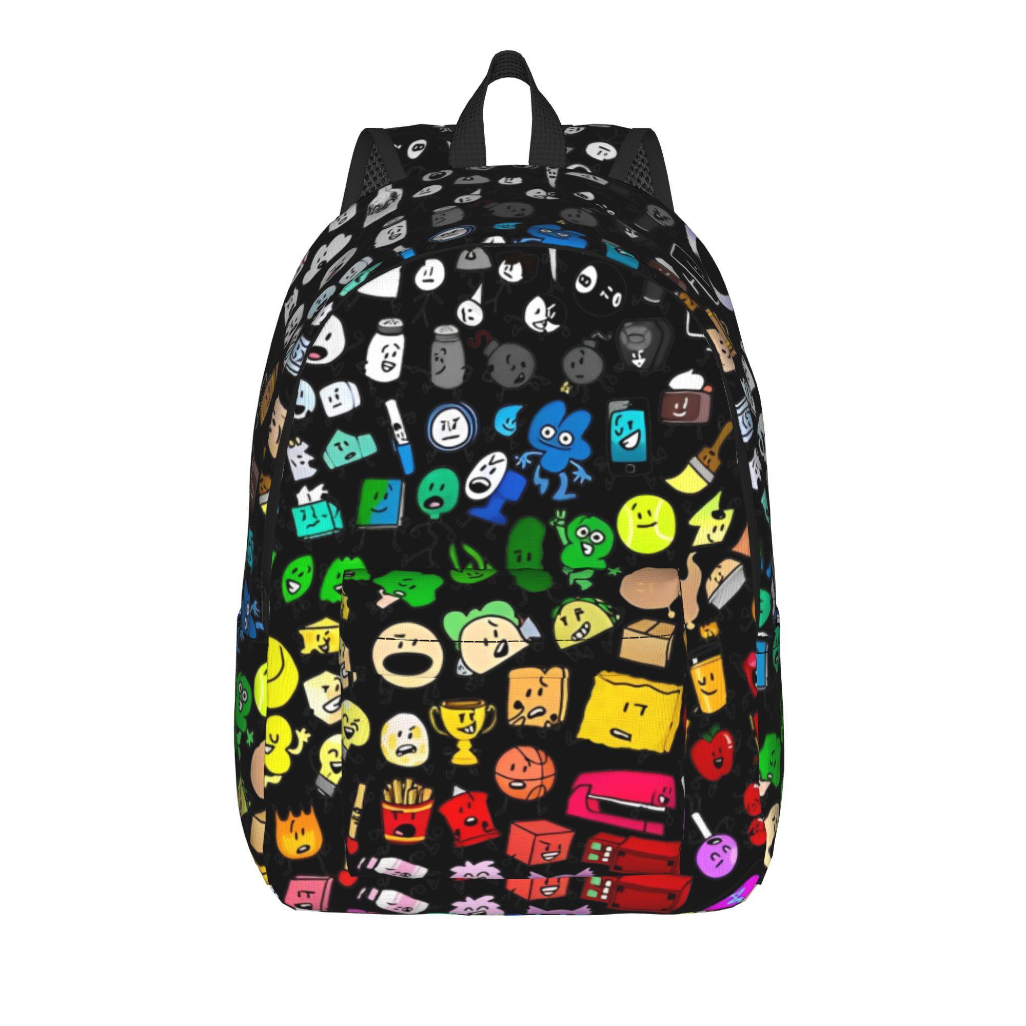 Cartoon Rugzak voor Mannen Vrouwen Casual Student Werk Dagrugzak BFDI College Canvas Tassen met Zak M