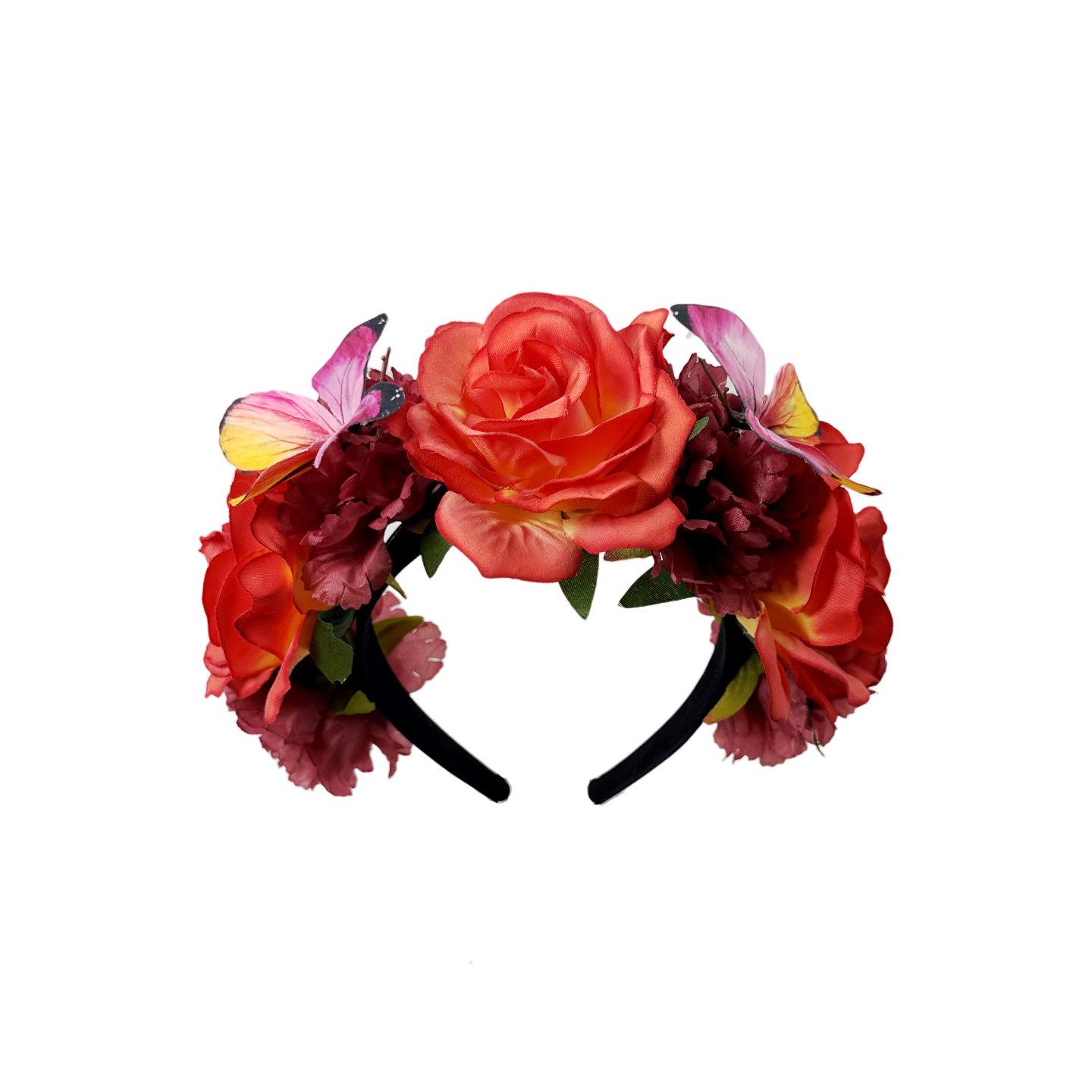 

New simulated rose wide-brimmed head buckle, bridal wedding flower hair accessories, Halloween carnival headdress