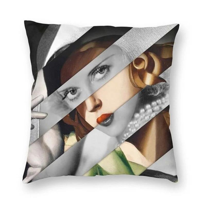 Sexy weibliche Kunst Ölgemälde bedruckter Kissenbezug Heimdekoration Schlafzimmer Wohnzimmer Sofa Kissenbezug 45x45cm