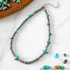 Western Wind Brushed Tin Imitation Turquoise Necklace Ccb Navajo Men And Women Pendant Neck Chain Jewelry