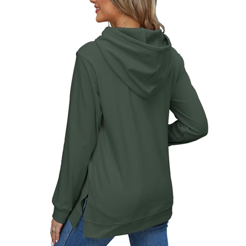 Women's Fashion Casual Long Sleeve Solid Color Hooded Top