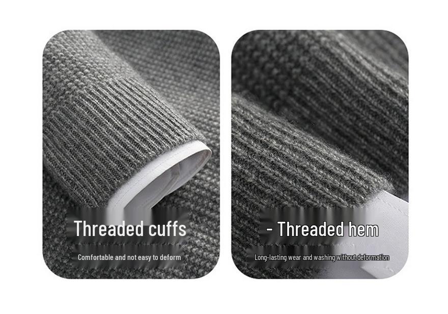 Men's Double-Ply Jacquard Cashmere Sweater - Thick, Half-High Neck, Loose Fit for Autumn/Winter Fashion.
