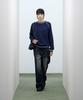IRONYPORNO WHITELINE 86-Iroj361 Color Line Point Long Sleeve Knit Blue
