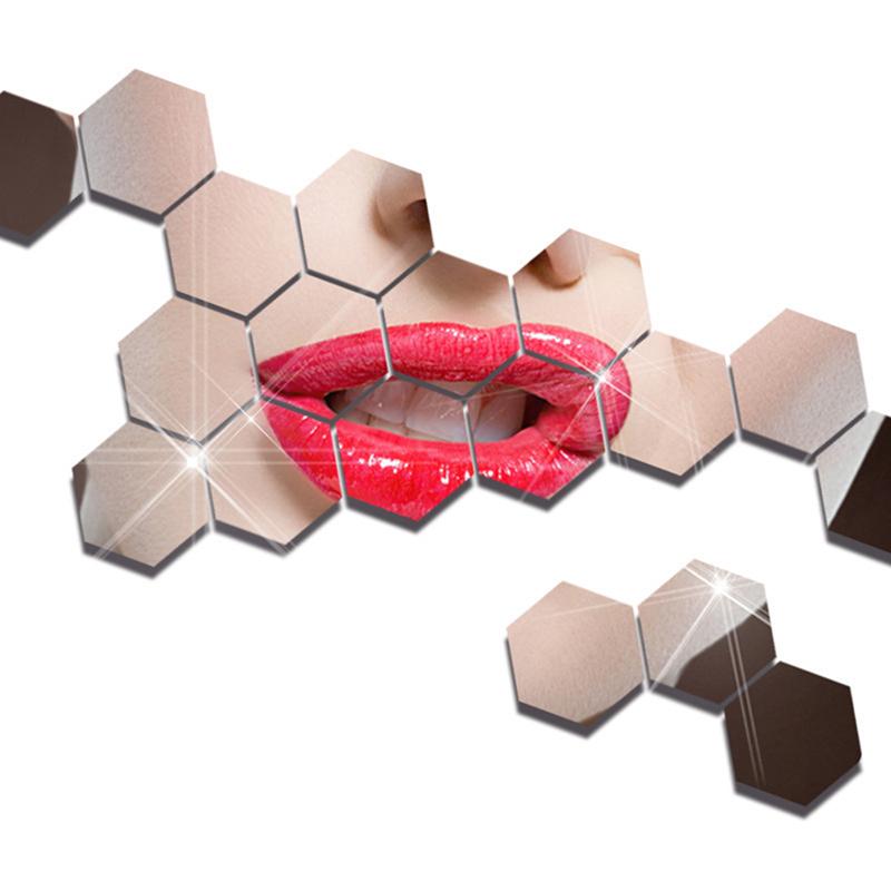 10/20/50 ks Nálepky na stěnu se šestihrannými akrylovými 3D zrcadly