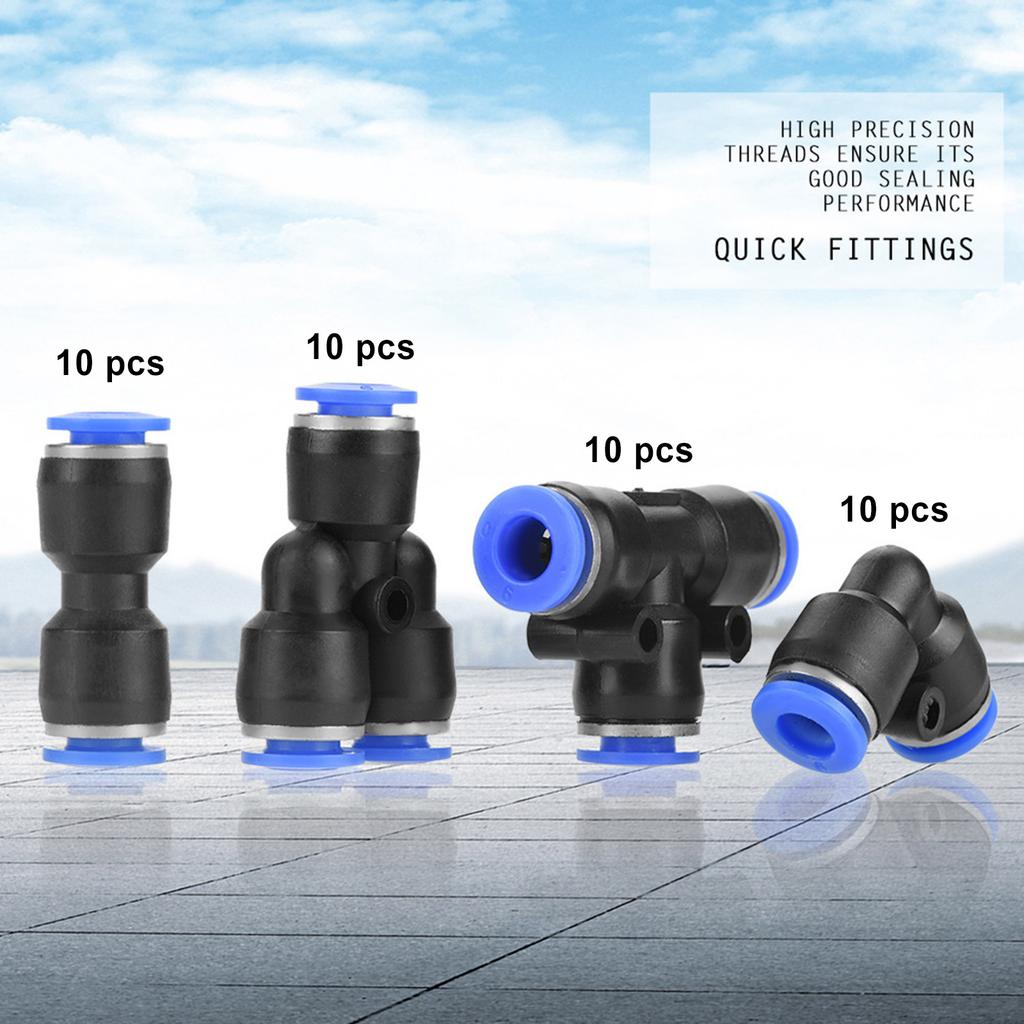 40Pcs Quick 6mm OD Plastic Pneumatic Push Connector Air Line Fittings