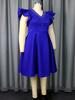 A Line Ruffle Sleeve Plus Size Dress with Pearl Embellished Neckline Ideal for Wedding Cocktail Parties and Special Celebrations