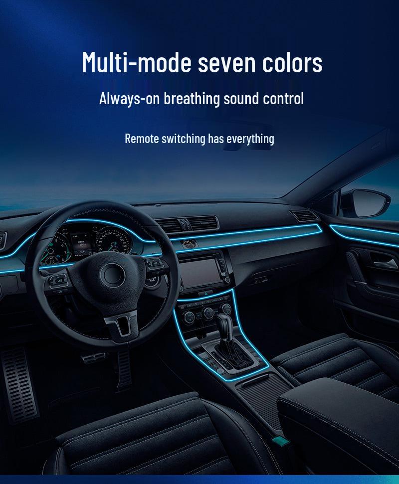 USB Voice-Controlled Car Ambient Light Strip: Wireless, Colorful Rhythm & Remote-Controlled Interior Light Guide