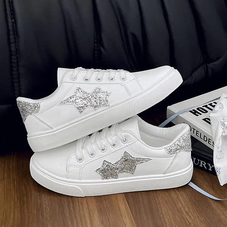 Fashion Women Sneakers New Spring Outdoor Women Flat Sole Shoes with Lace Up Sports Fashion Casual Sneakers Little White Shoes Female