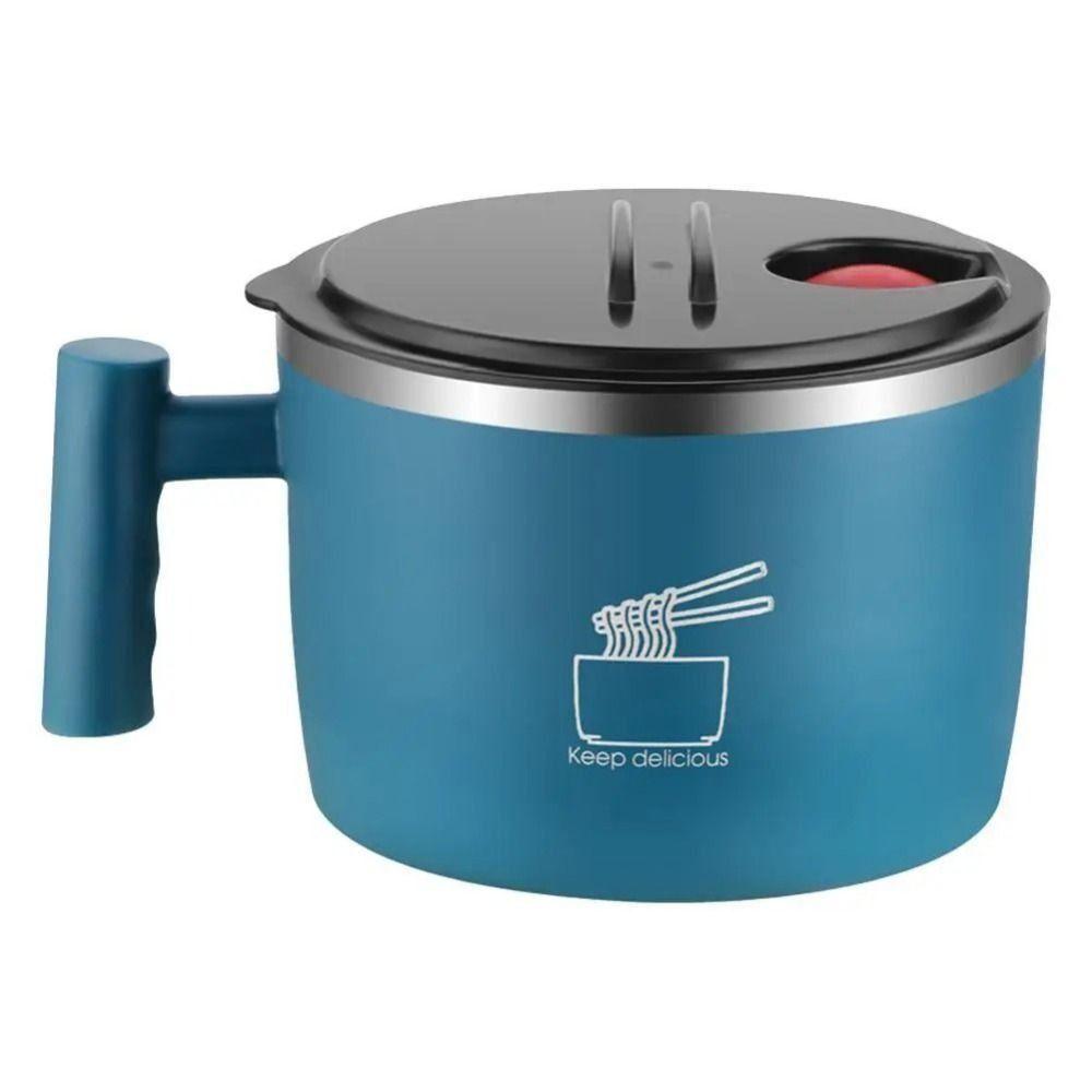 

Герметичная миска для супа удон, миска для слива лапши быстрого приготовления, портативная коробка бэнто 1000ML синий