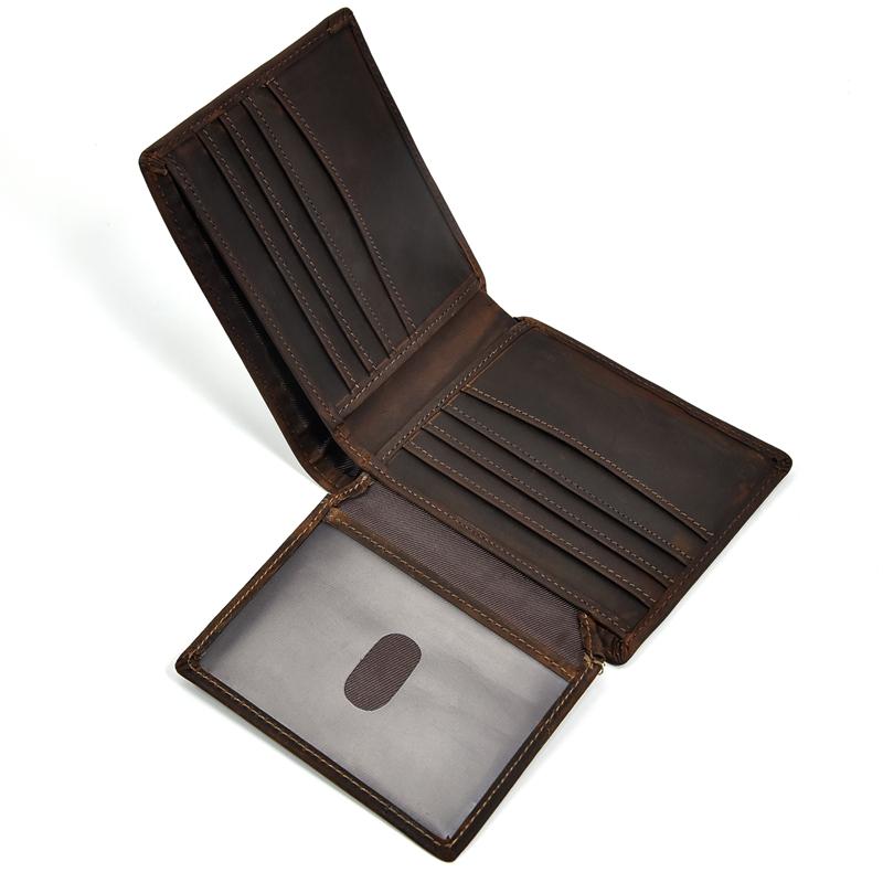 Crazy Horse Leather Men's Short Wallet Gift For Men Male Brand Designer Mans Coin Purse Retro Fashion Men Slim Card Purse Thick