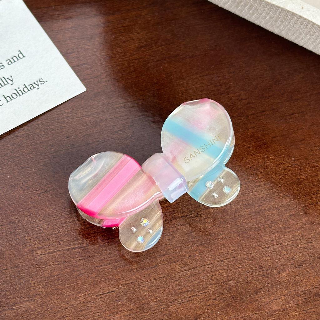 Trendy Rhinestone-encrusted Butterfly Duckbill Hair Clip In Dreamy Blue And Purple Color For Women