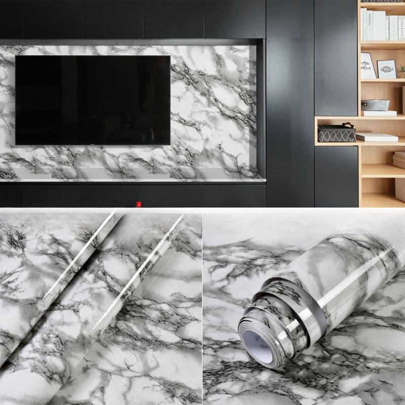 Marble Kitchen Oil-Proof Film Stove Waterproof Moisture-Proof Self-Adhesive Wallpaper Countertop Cabinet Renovation Tile Sticker