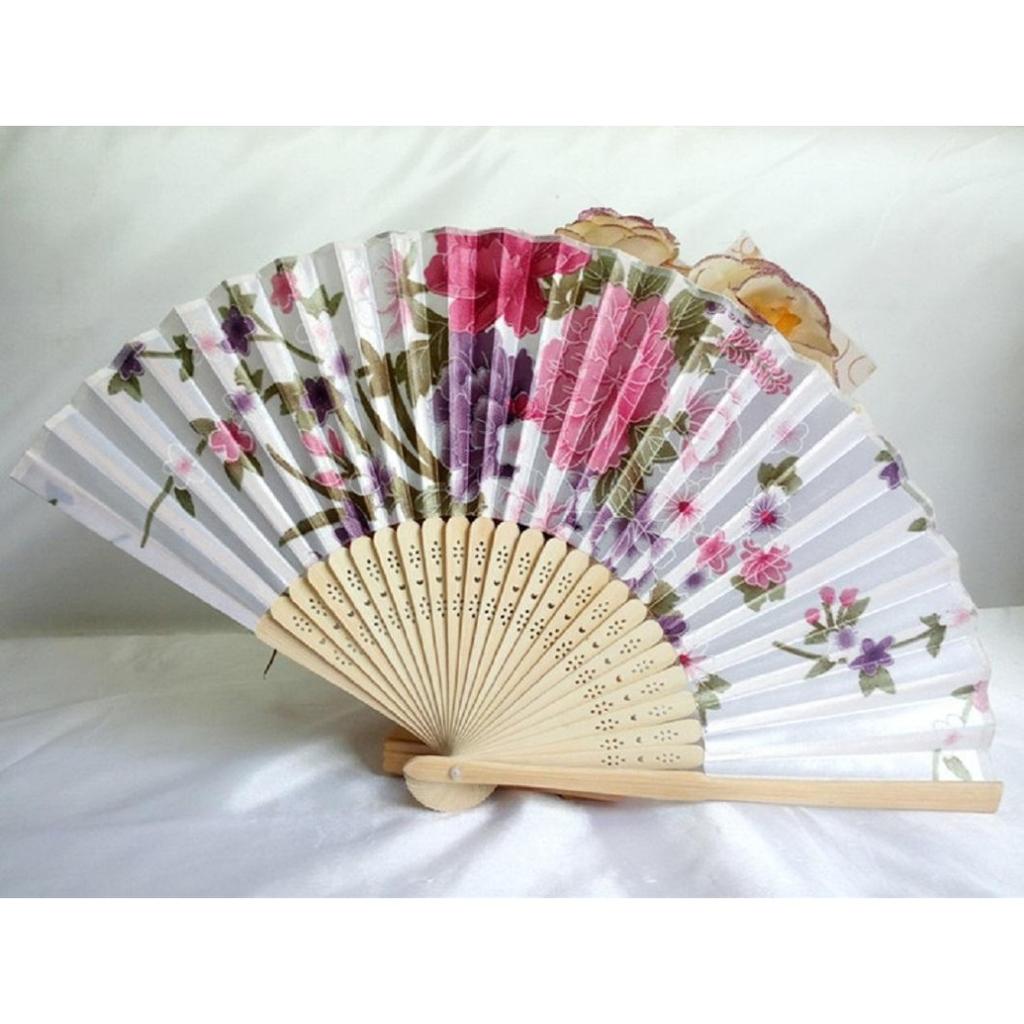 1 Peça Ventilador de Dança de Mão Estilo Chinês Padrão Personalizado Ventilador Dobrável de Bambu Ventilador de Mão para Casamento Ventilador de Flor de Bambu