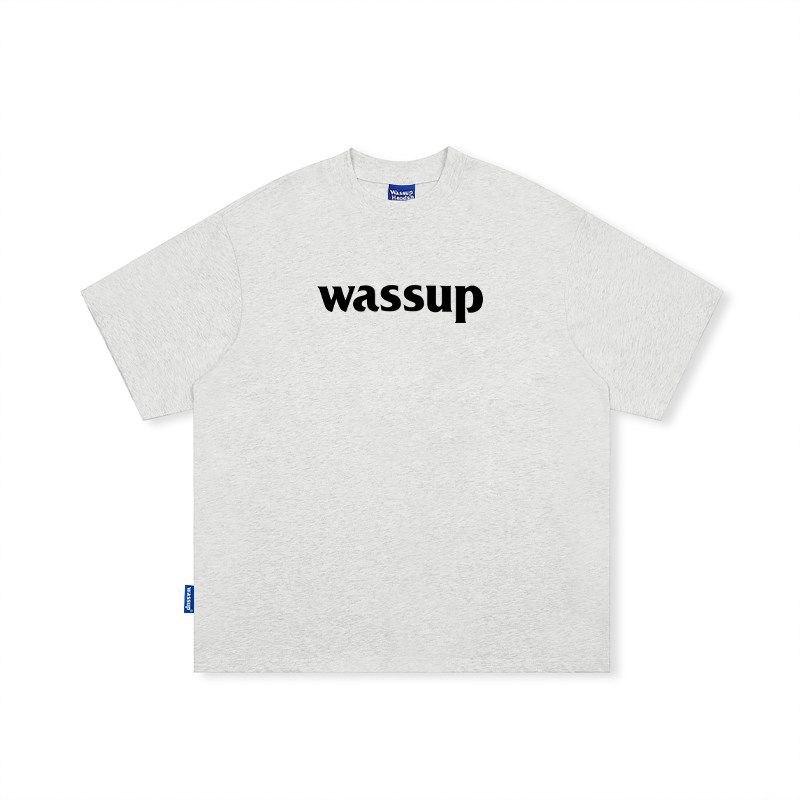 Wassup Heods Letter Logo Trendy Brand Short-Sleeved T-Shirt for Men and Women, Summer Loose and Versatile Tee, Couple's T-Shirt
