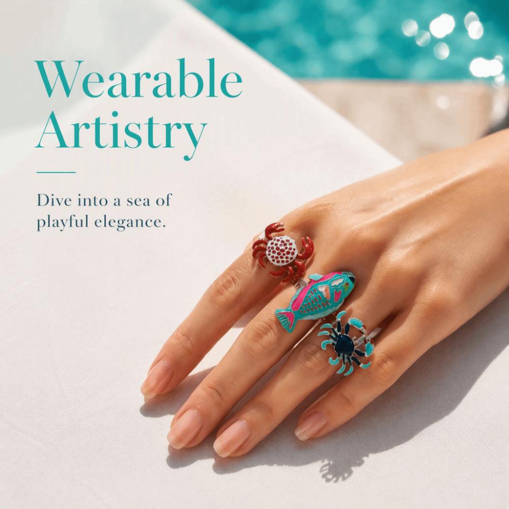 Adjustable Open Rings Fish Shaped Rings Enamel Band Rings Drip Oil Rings Casual Wear