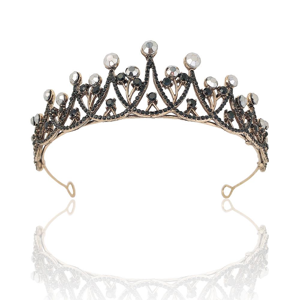 

Baroque Retro Black Luxury Crown Bridal Tiara Wedding Dress Birthday Crown