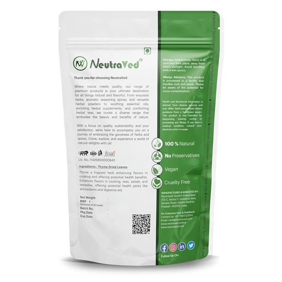 NeutraVed Thyme Leaves | Use For Thyme Herb Seasoning & Herbal Tea | Dried Ground Like Fresh - 70g