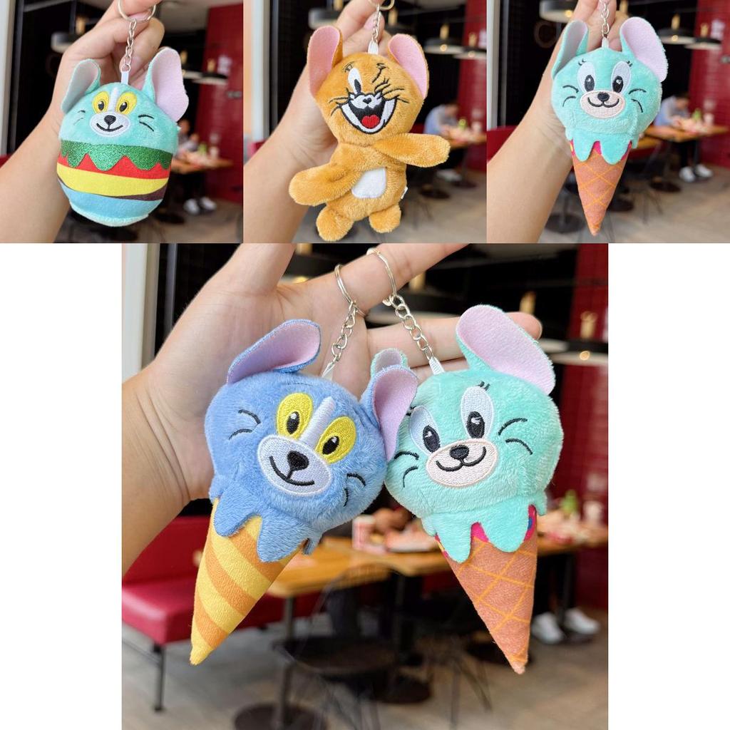 Tom And Jerry Cheese Plush Toy Keychain With Silver Keyring For Collectors