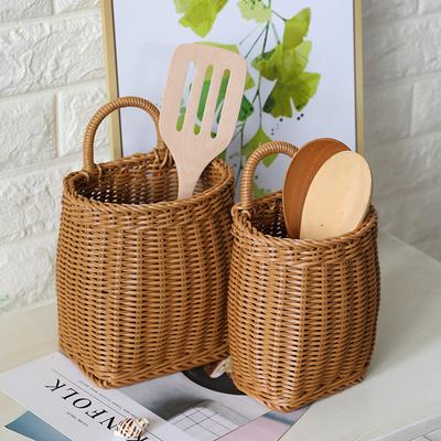 Cesto Portaoggetti da Parete Cesto per Frutta e Oggetti Vari Cesto Decorativo Appeso in Rattan Sintetico Fioriera con Manico Decorazione per la Casa