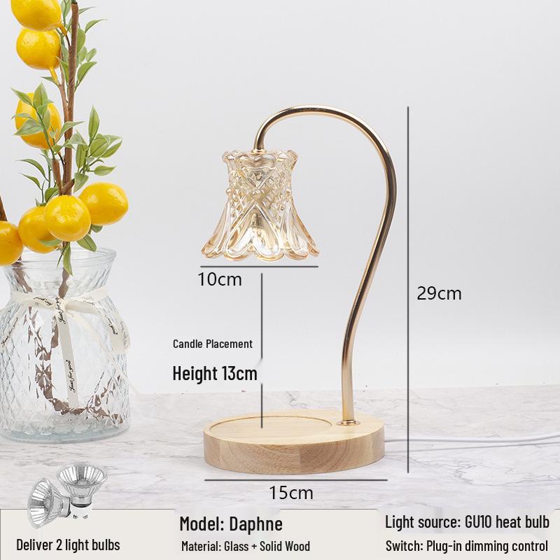 Luxury Glass Aroma Wax Melt Lamp - Fragrance Candle Light for Bedroom, Bedside Table, or Desk. Ideal Decorative Gift.