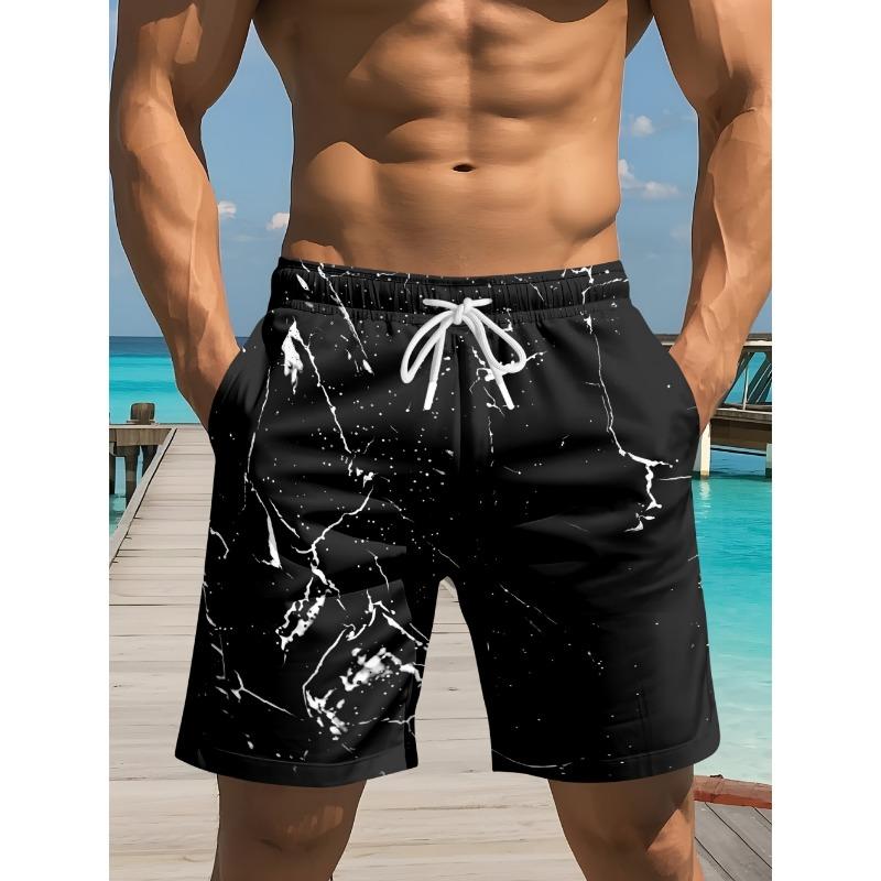 Pantalones Cortos de Baño Casuales con Cordón Estampado de Moda para Hombre, Pantalones Cortos de Natación y Fitness de Verano para Hombre