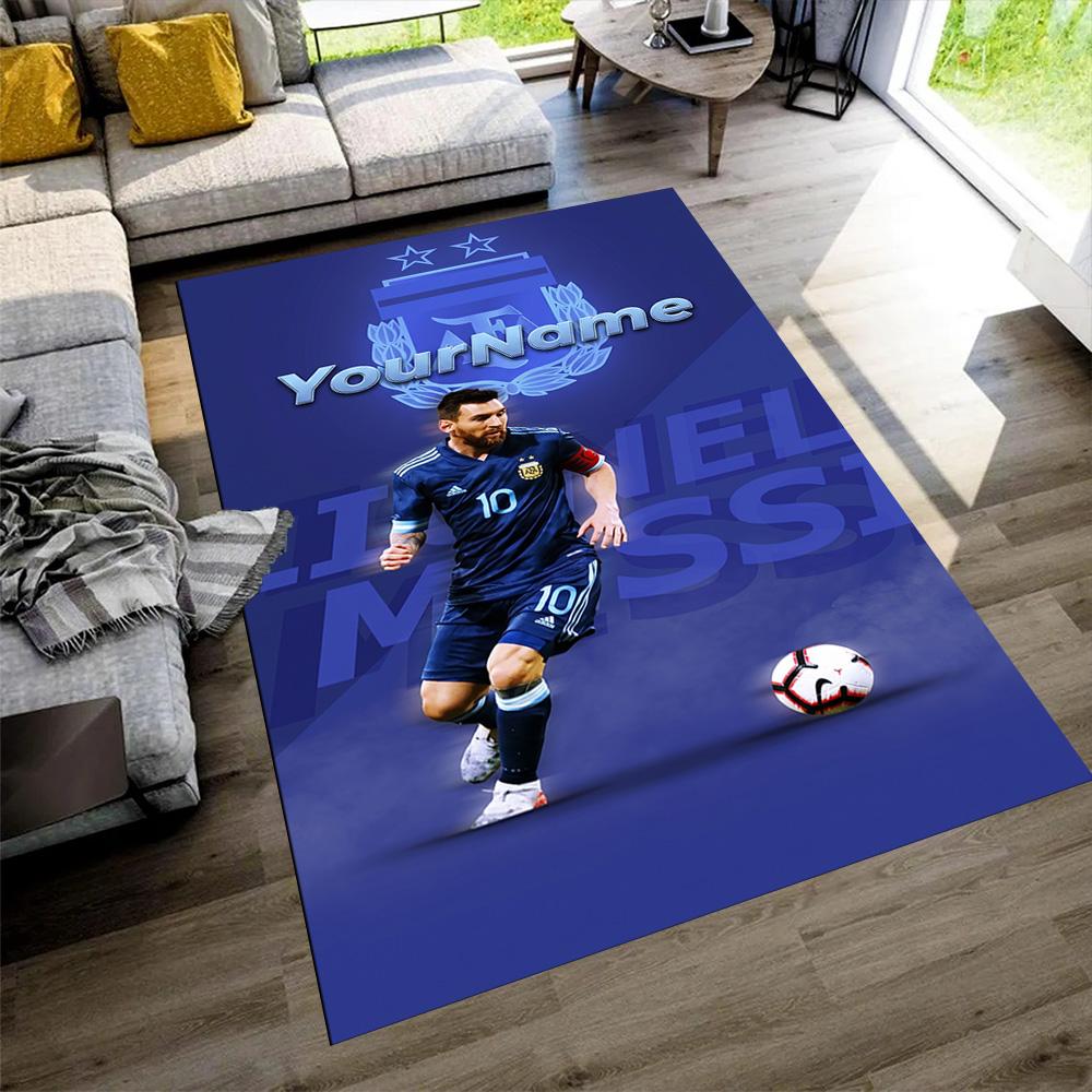 Messi Personalized Name Carpet Suitable for Game Room Balcony Foyer Decorate Room Antislip Carpet Anime Office Decor Perfect Gift for Friends & Family