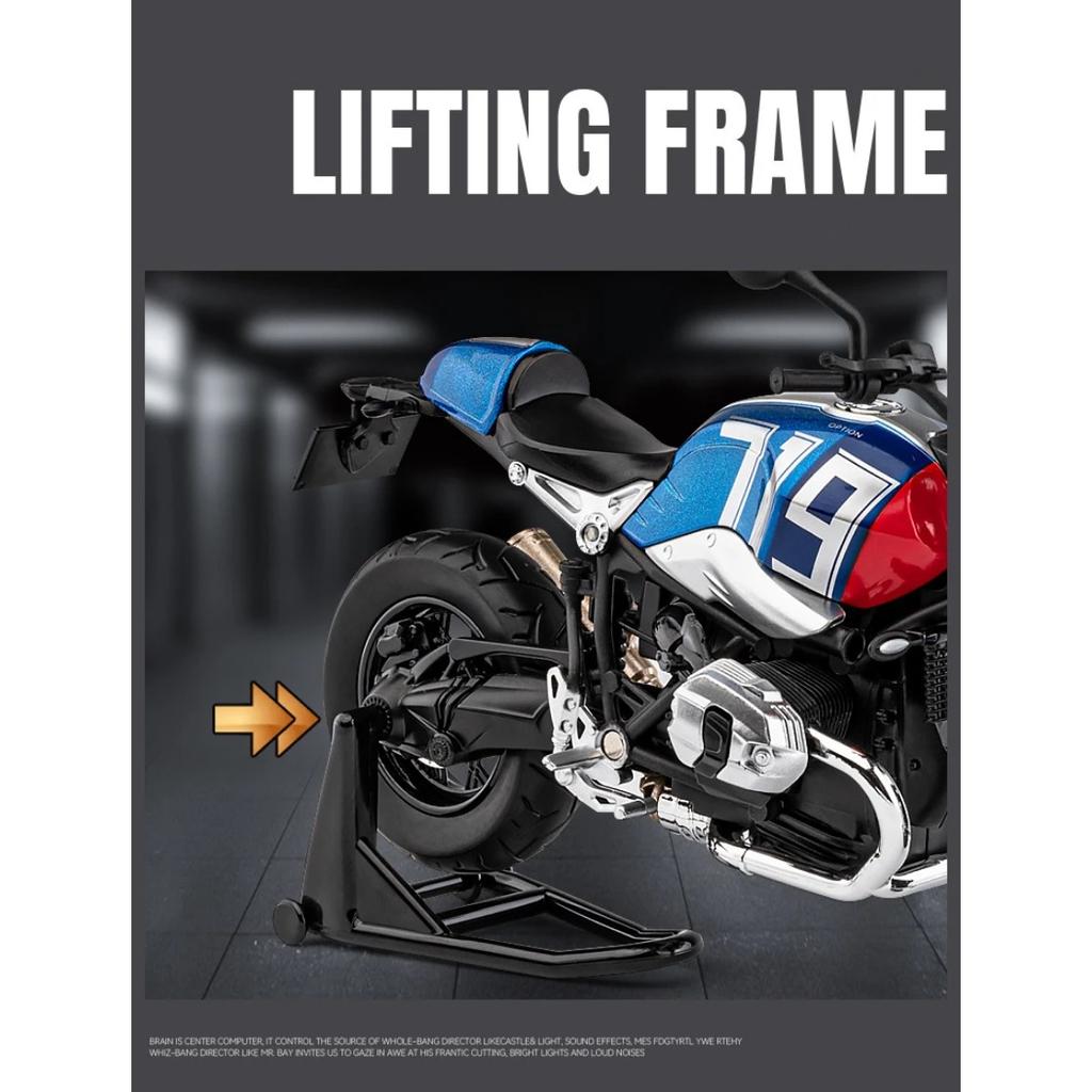 1/12 BMW R Nine T Scrambler Alloy Die Cast Motorcycle Model Toy Vehicle Collection Sound and Light Off Road Autocycle Toys Car