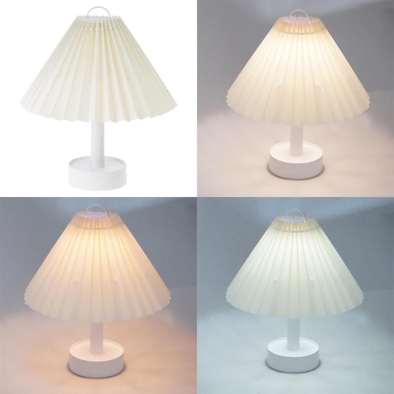Pleated Table Lamp with Soft Light Adjustable for Bedrooms Living Room and Office Desk Lampshade