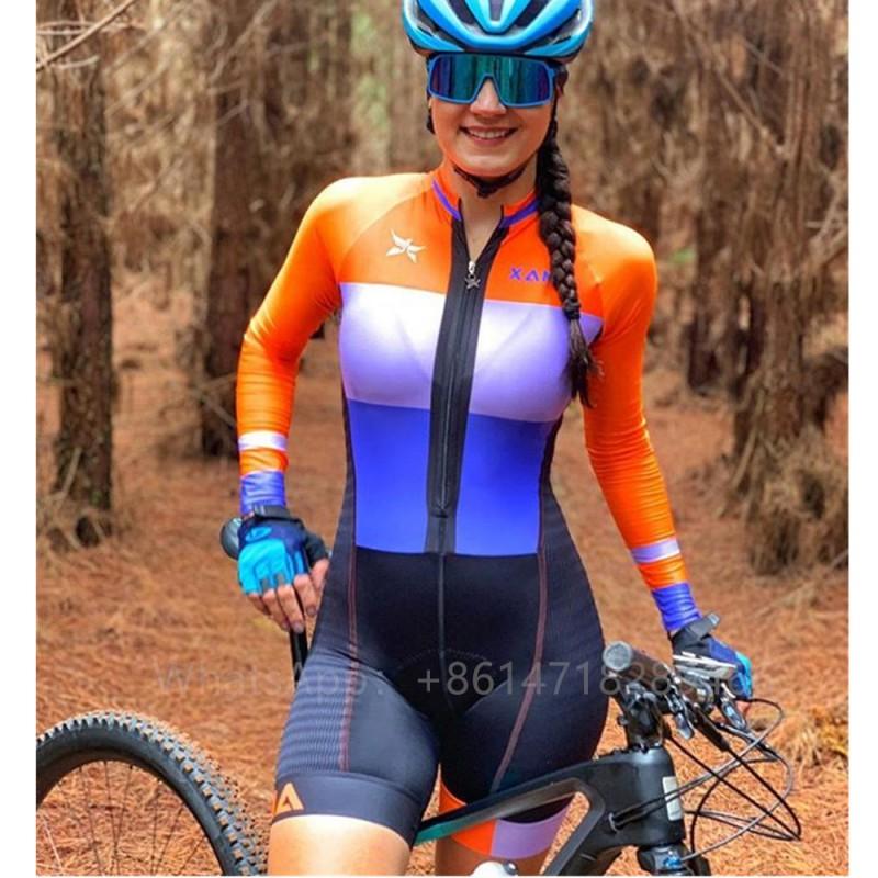 Womens Long Sleeve Cycling Bodysuit Triathlon