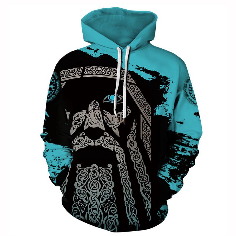 Wikinger-Krieger 3D-Druck Hoodie: Herren Trendiger Pullover Sweatshirt 2025 Edition