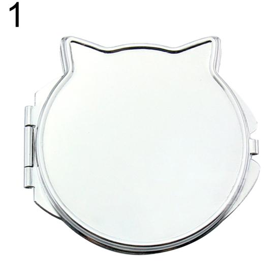 Liebe Tragbarer Kopf Katze Herz Rund Quadrat Faltspiegel Make-up Kosmetikwerkzeug