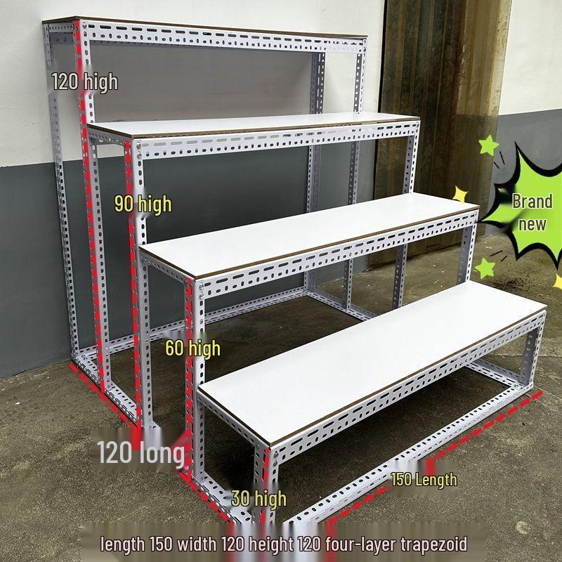 Three-Tier Trapezoidal Display Rack for Supermarket or Flower Stall