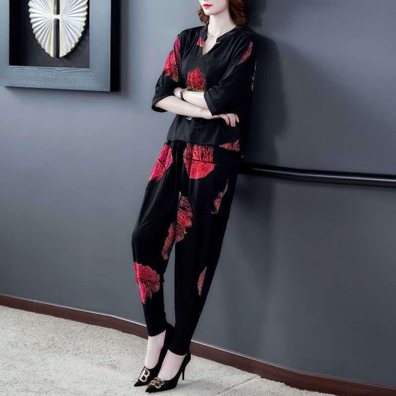 2025 Korean Style Women's Large Size Casual Summer Two-Piece Suit